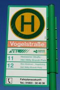 Haltestellenschild Vogelstraße