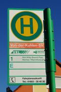 Haltestellenschild Von-der-Kuhlen-Straße