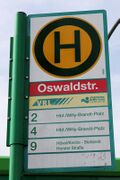 Haltestellenschild Oswaldstraße