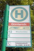 Haltestellenschild Günterstraße