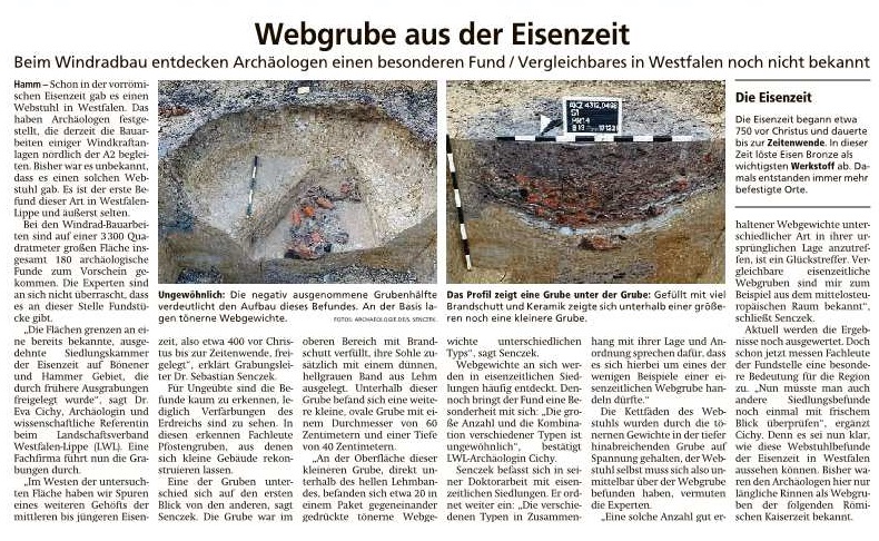 Datei:Webgrube aus der Eisenzeit - Westfälischer Anzeiger vom 28.02.2022.jpg