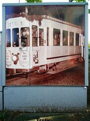 Letzte Fahrt der Straßenbahnlinie 3 im Jahr 1957 auf einem Blickfang