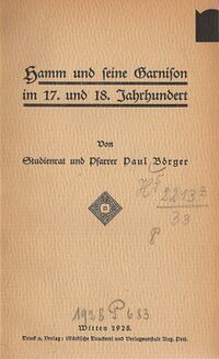 Hamm und seine Garnison im 17. und 18. Jahrhundert (Cover)