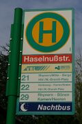 Haltestellenschild Haselnußstraße