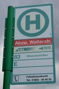 Haltestellenschild Abzweig Walterstraße