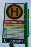 Haltestellenschild Rosengarten