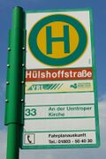 Haltestellenschild Hülshoffstraße