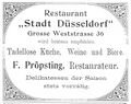 Anzeige für die Gastwirtschaft Stadt Düsseldorf (1902)