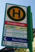Haltestellenschild Tondernstraße