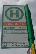 Haltestellenschild Nicolaus-Ehlen-Straße