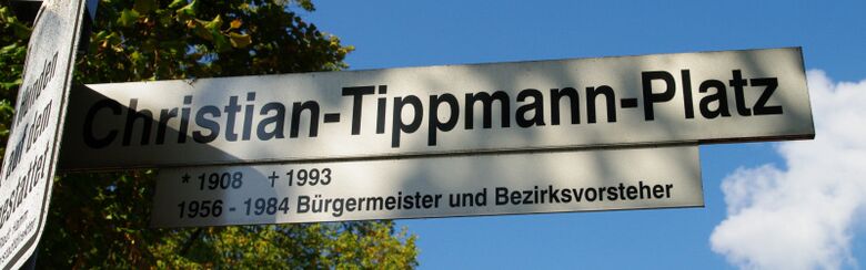 Straßenschild Christian-Tippmann-Platz (bis 2016)