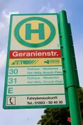Haltestellenschild Geranienstraße