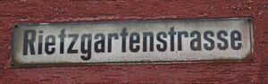 Straßenschild Rietzgartenstraße