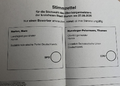 Stimmzettel für die Stichwahl des Oberbürgermeisters
