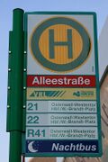 Haltestellenschild Alleestraße