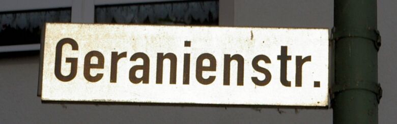 Straßenschild Geranienstraße