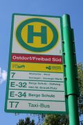 Haltestellenschild Ostdorf/Freibad Süd