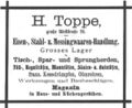 Geschäftsanzeige H. Toppe 1886
