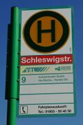 Haltestellenschild Schleswigstraße
